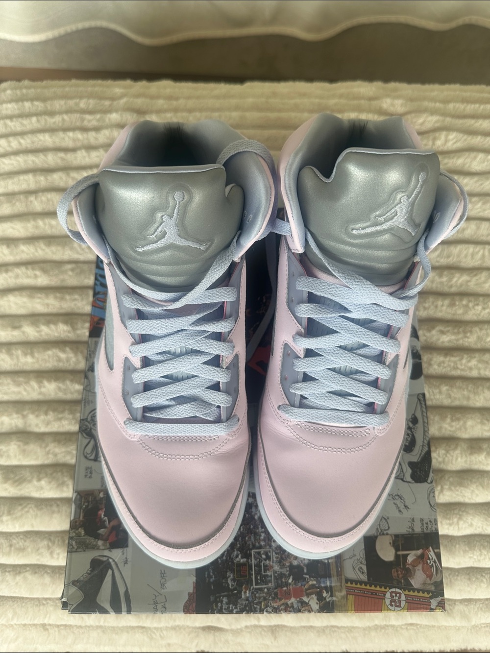 Jordan Pink and Silver High-Top Sneakers